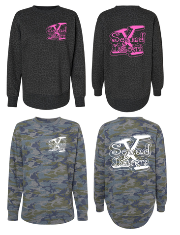 ADULT Oversized Tunic Sweatshirt Leopard, Camo, Black & Grey